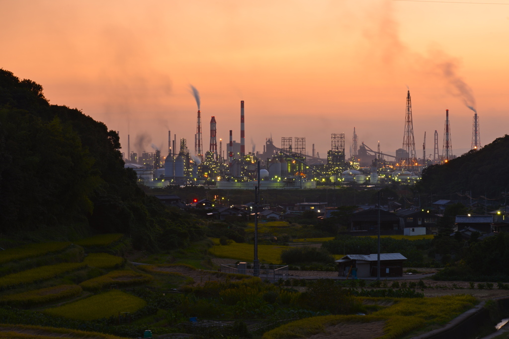 水島工業地帯夕景