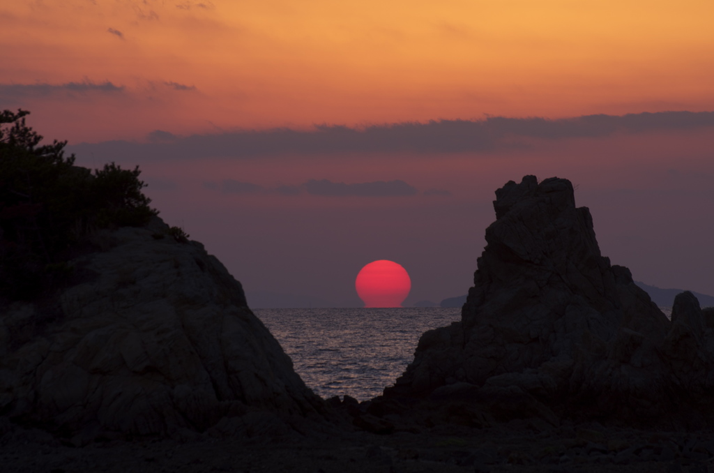 浦島も見た？だるま夕日