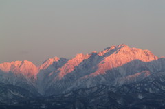 夕映えの剣岳