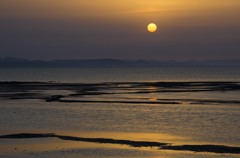 サロマ湖の夕日