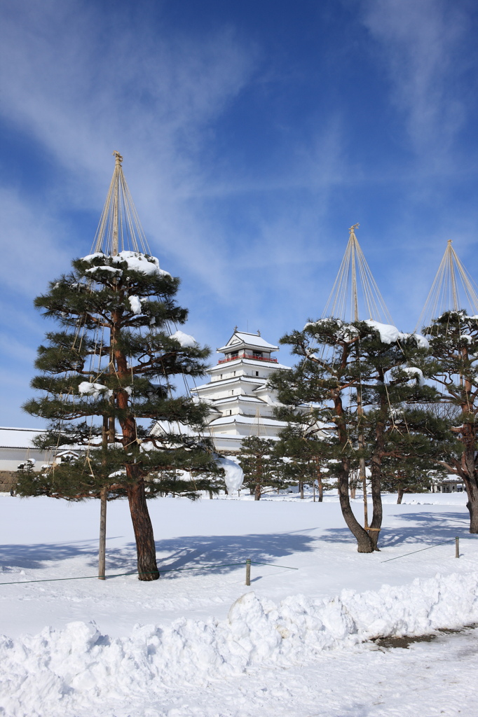 雪吊りと城