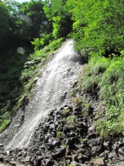 逆光の滑滝
