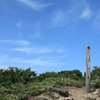 青空に立つシャクナゲ岳山頂