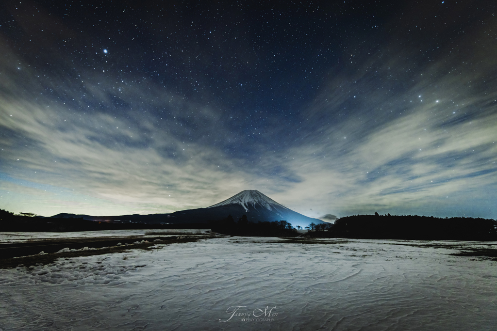 富士と雪と雲