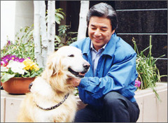 愛犬ロンと文部省のコマーシャルにも出演