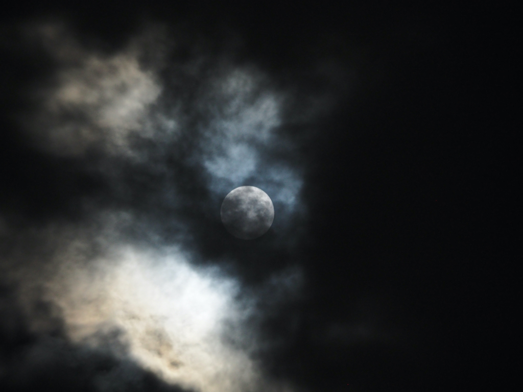 中秋の名月は雲の中