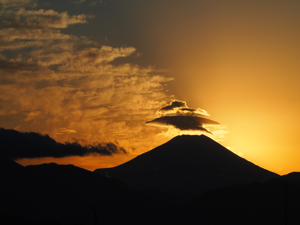 夕焼け富士山