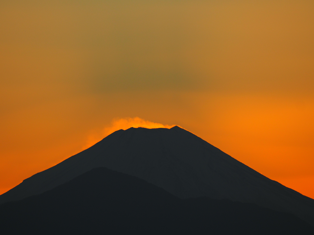 富士山ドアップ、夕焼け
