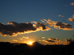夕陽と富士山
