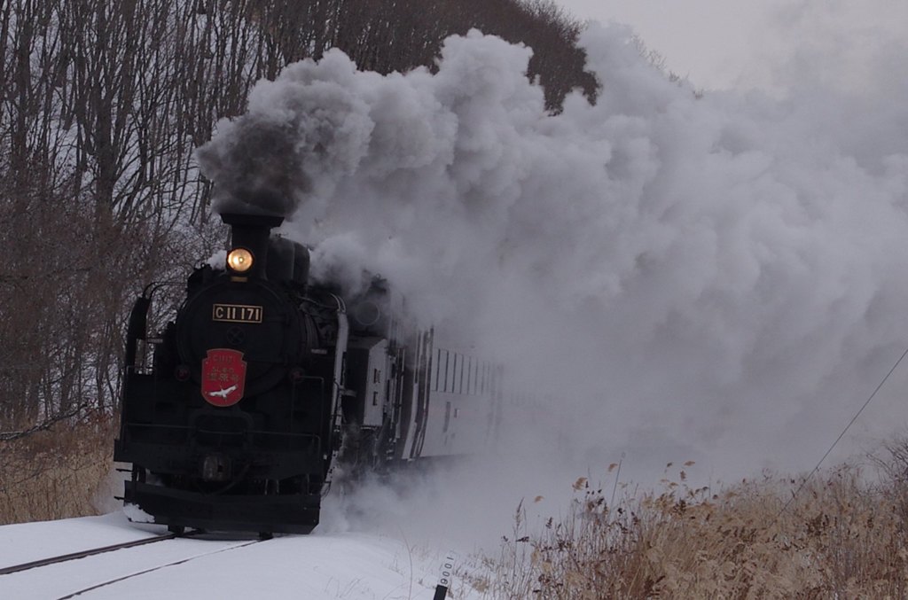 雪を巻き上げて