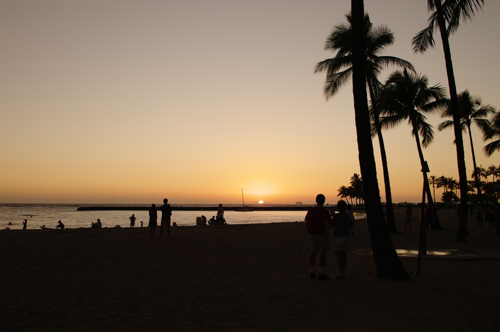 ホノルルの夕日