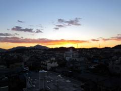 冬の朝日。