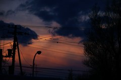 ベランダから見た夕焼け空。