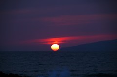 礼文島と夕日