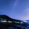棚田に昇る星々