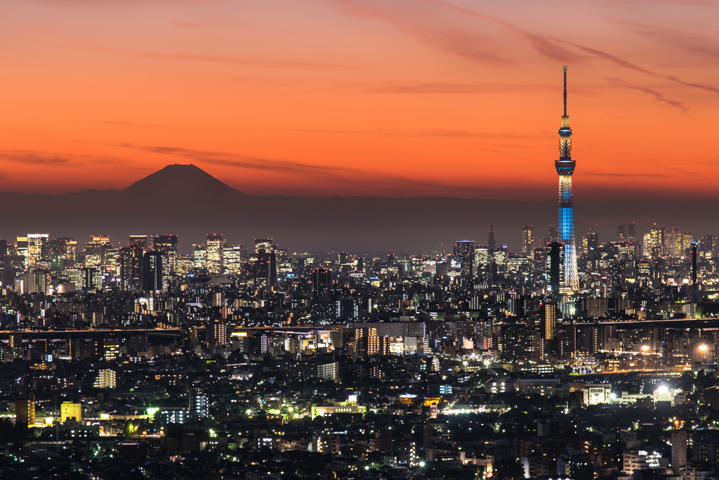 夕空に浮かぶ冬の粋