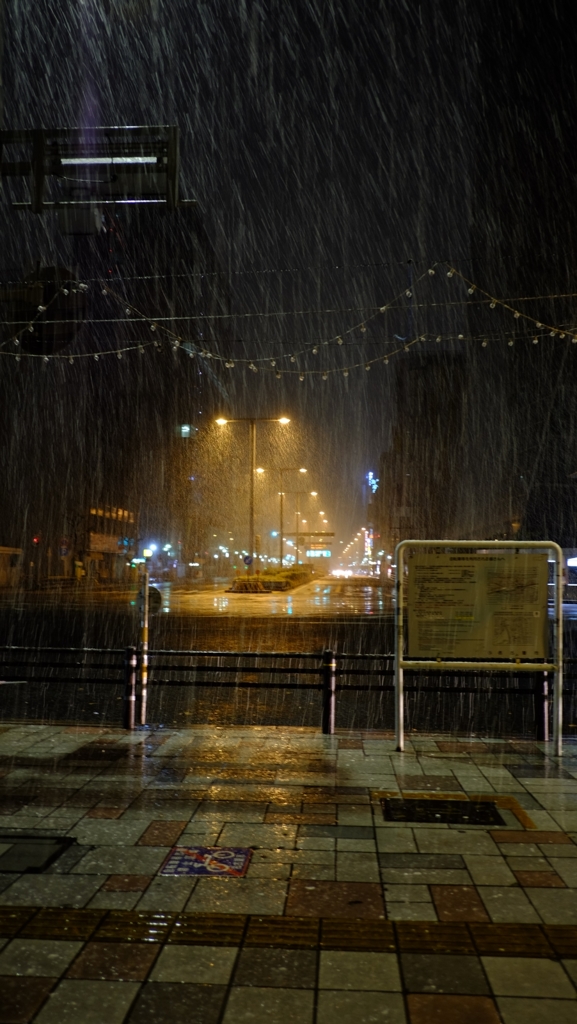 2015 元旦 深夜 名古屋の雪 1