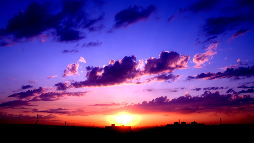 雨の後の夕日