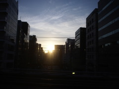 都会の夕日