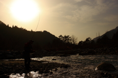 蒲田川の釣りシーン