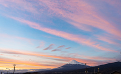 雨上がり　夕焼け　富士山２