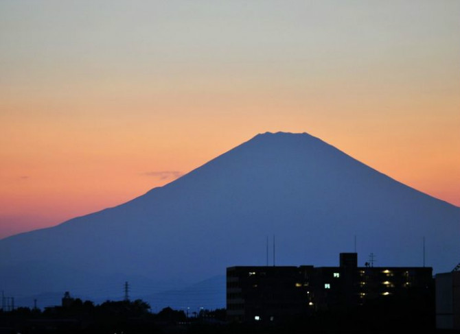 夕日の富士山