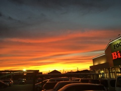Sunset at a Supermarket Parking Lot
