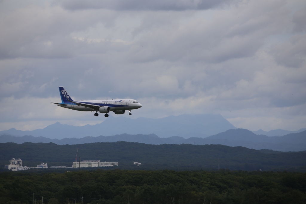 全日本空輸旅客機　ボーイング737  新千歳空港着陸