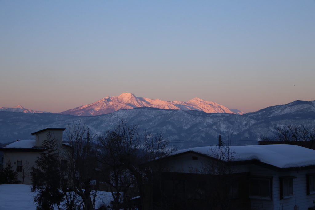 冬の妙高山、火打山