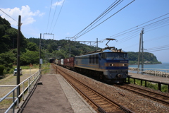 EF510-500番台牽引、コンテナ貨物列車。えちごトキめき鉄道　有間川駅