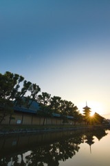 東寺の朝には