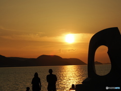 みんなで夕日を