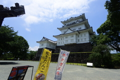 城と焼きだんごとかき氷