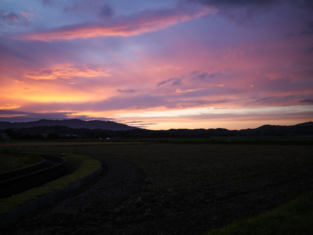 玉名平野の夕焼け
