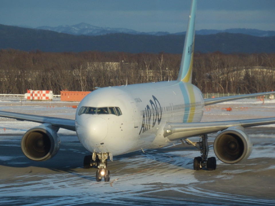 雪･b767･夕焼け!