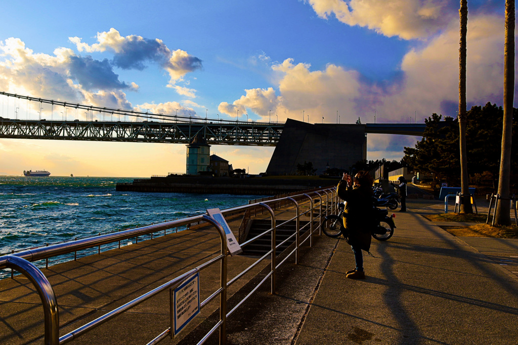 明石海峡大橋の夕景