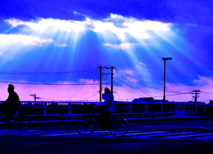 光芒と橋の情景
