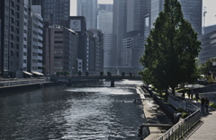暮色の土佐堀川