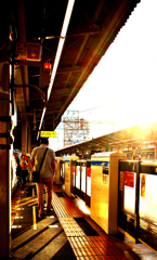 夕日とホーム