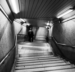 down the stairs