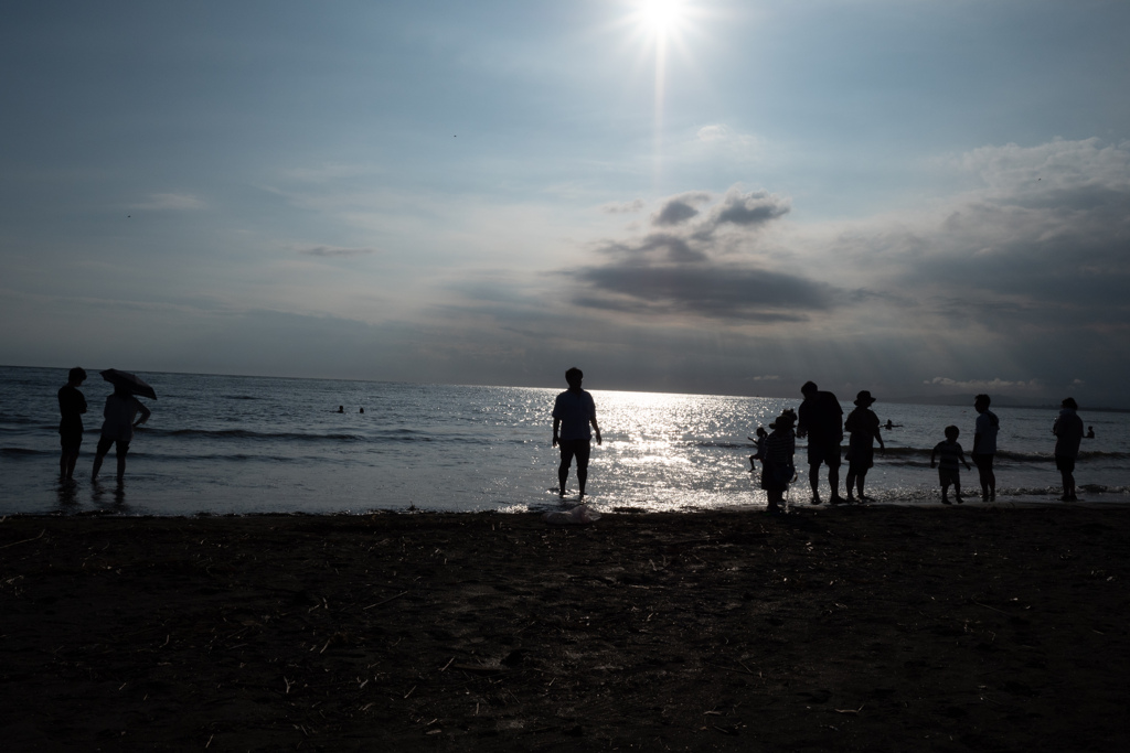 海岸で