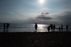 海岸で
