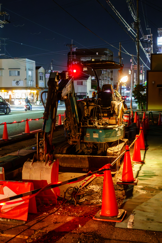 Construction site at night