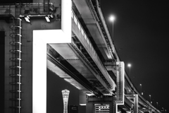 Kobe at night in monochrome