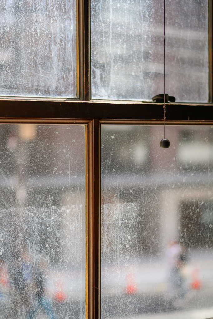 Classic window with scratched glass