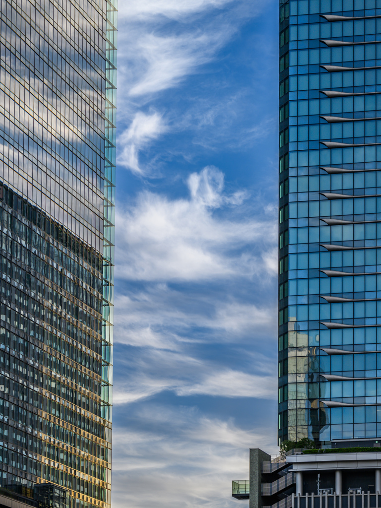 Between buildings