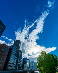 Clouds over buildings