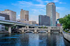 City, highway and bridge