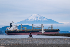 富士山　タンカー　釣り人！