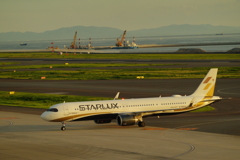 セントレア　夕景の旅客機